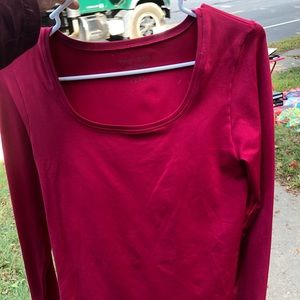 Red long sleeve scoop neck